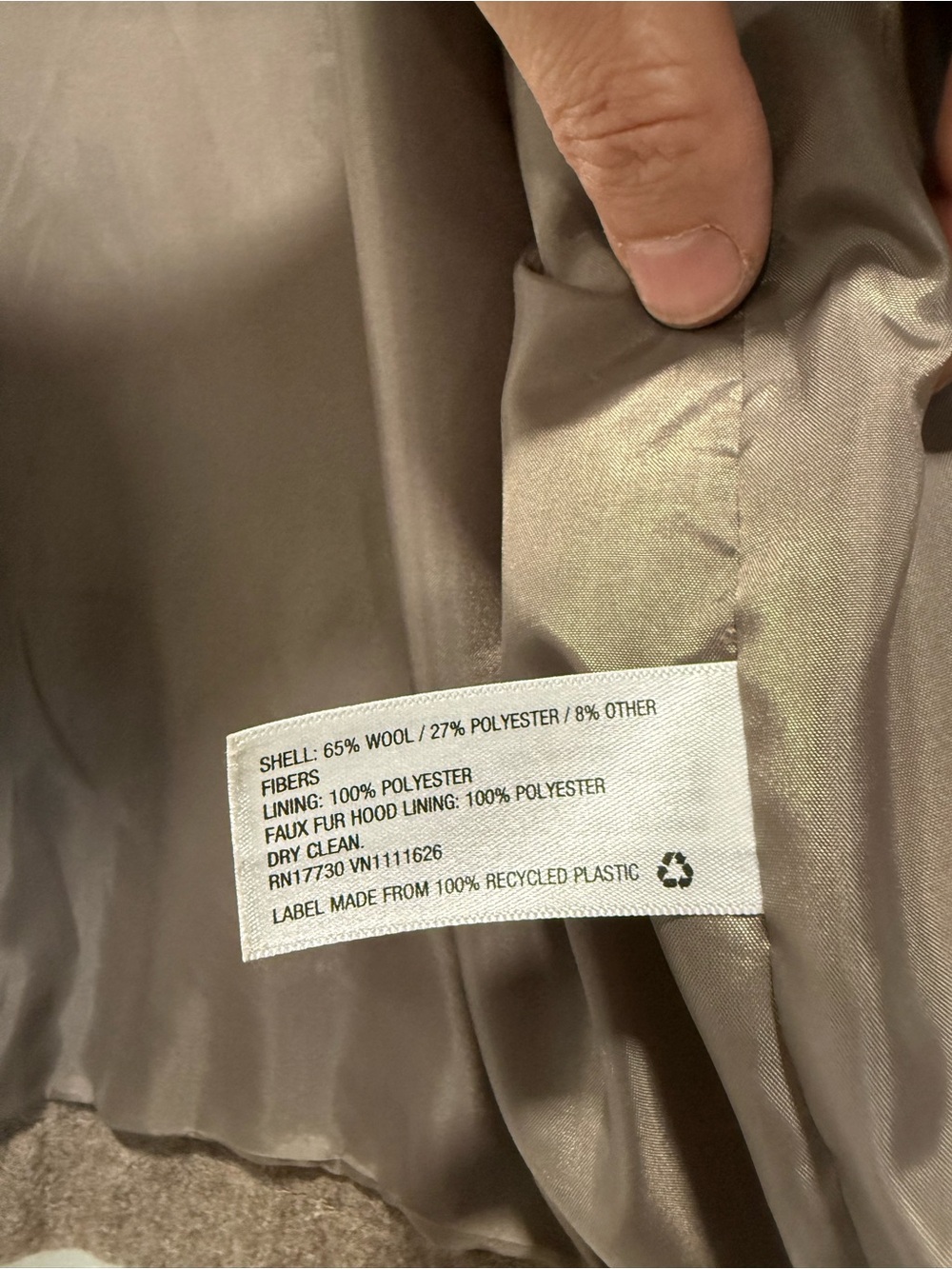 A New Day Wool Blend Hooded Coat Women’s XS Taupe Brown NWOT - Picture 7 of 7